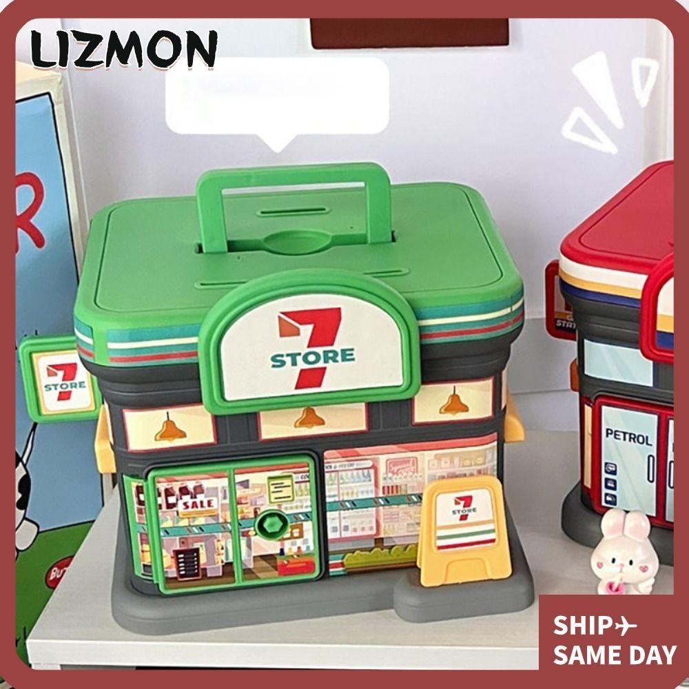 Lizmon กล่องเงิน กุญแจล็อคพลาสติก กล่องเงินสด รูปร้านแฟชั่น แบบพกพา ปลอดภัย กระปุกออมสิน ของขวัญ