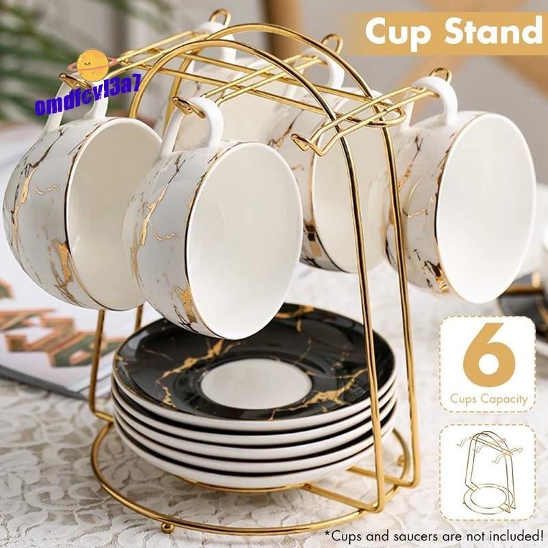 【omdfcvl3a7】ที่วางแก้วกาแฟ 6 แก้ว โลหะ สีทอง สไตล์นอร์ดิก สําหรับบ้าน ห้องครัว