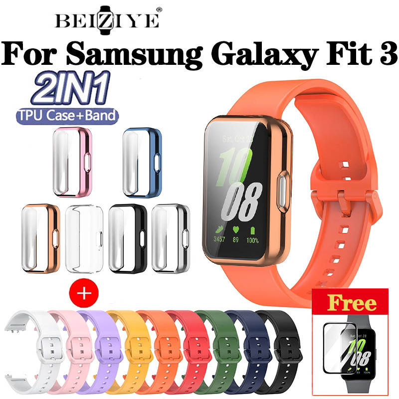 สายนาฬิกาข้อมือ ซิลิโคนนิ่ม และเคส สําหรับ Samsung Galaxy Fit 3 Samsung Galaxy Fit 3 Sport