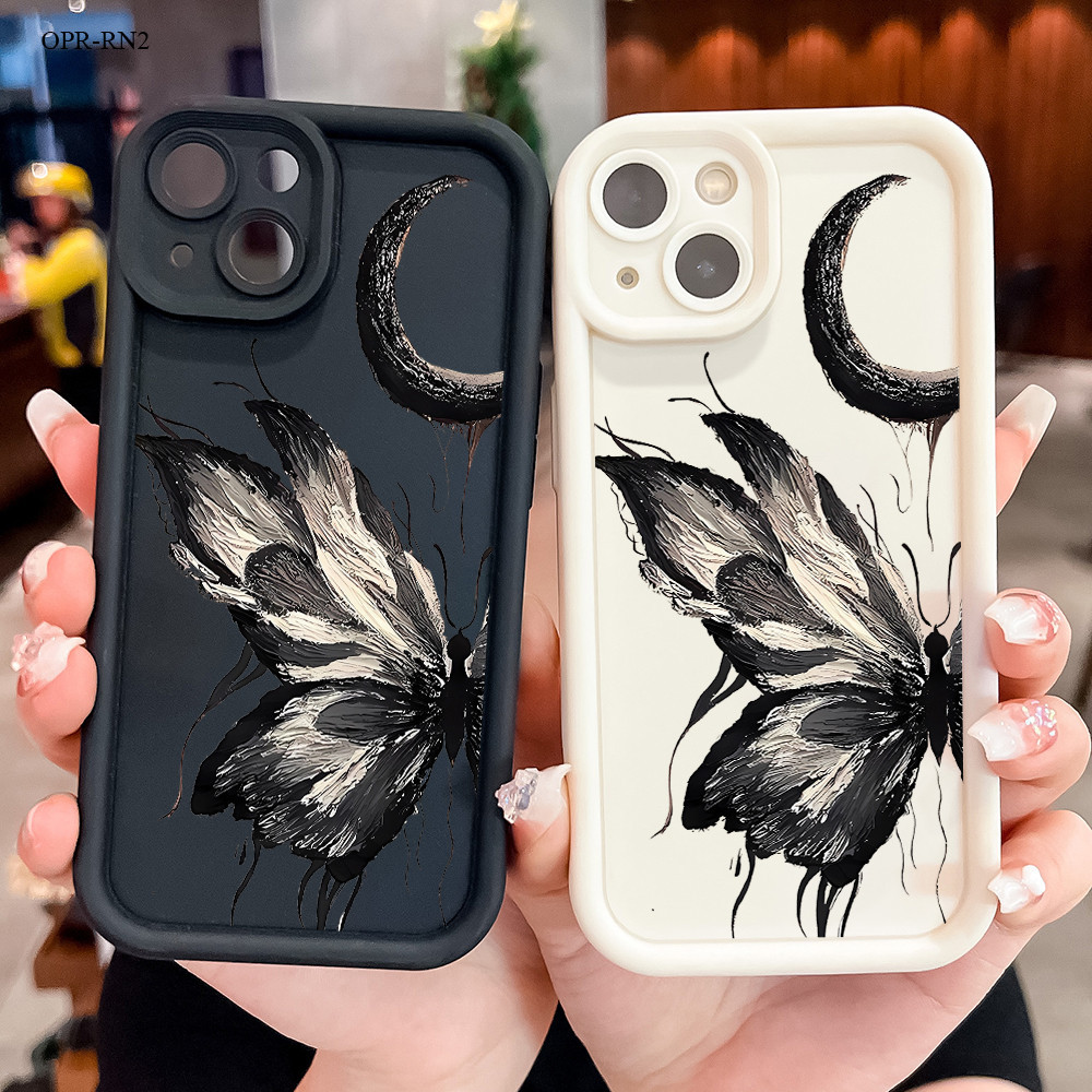 OPPO Reno 6 5 5F 4 4Z 2 Pro 4G 5G เคสออปโป้ สำหรับ Case Moon Butterfly เคสโทรศัพท์ Soft Silicone Phone Cases Square