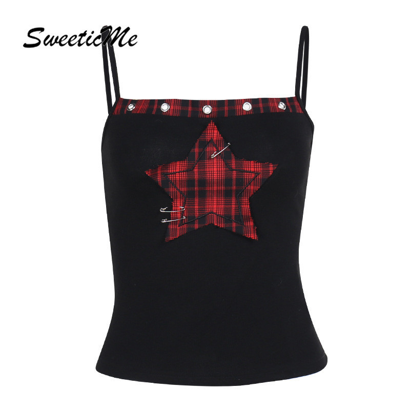 SweeticMe ผู้หญิงใหม่ฮาโลวีนแฟชั่น Streetwear Slim Fit Star เซ็กซี่เสื้อกล้าม Camisole
