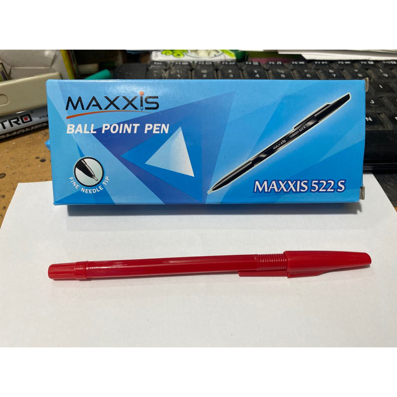 Hitam MERAH ปากกาลูกลื่น Maxxis 522S สีแดง สีดํา 12 ชิ้น