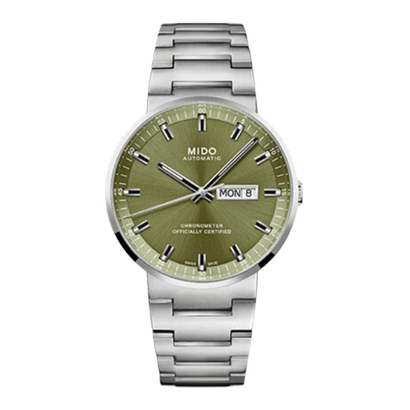 Mido Commander Seriesm031.631.11.091.00 นาฬิกาข้อมือ สายเข็มขัดเหล็ก สีเขียว สําหรับผู้ชาย