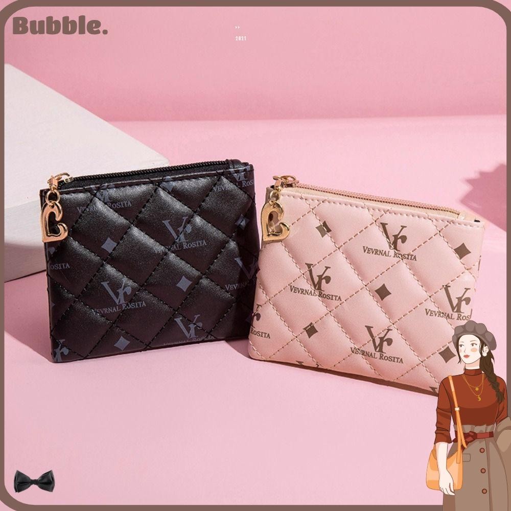 กระเป๋าสตางค์ กระเป๋าใส่เหรียญ หนัง PU พิมพ์ลายตัวอักษร มีซิป ขนาดเล็ก แบบพกพา