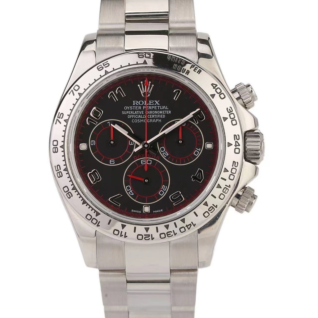 Rolex Rolex Daytona Rare " Red Devil นาฬิกาผู ้ ชายกลไกอัตโนมัติ Platinum 18K116509