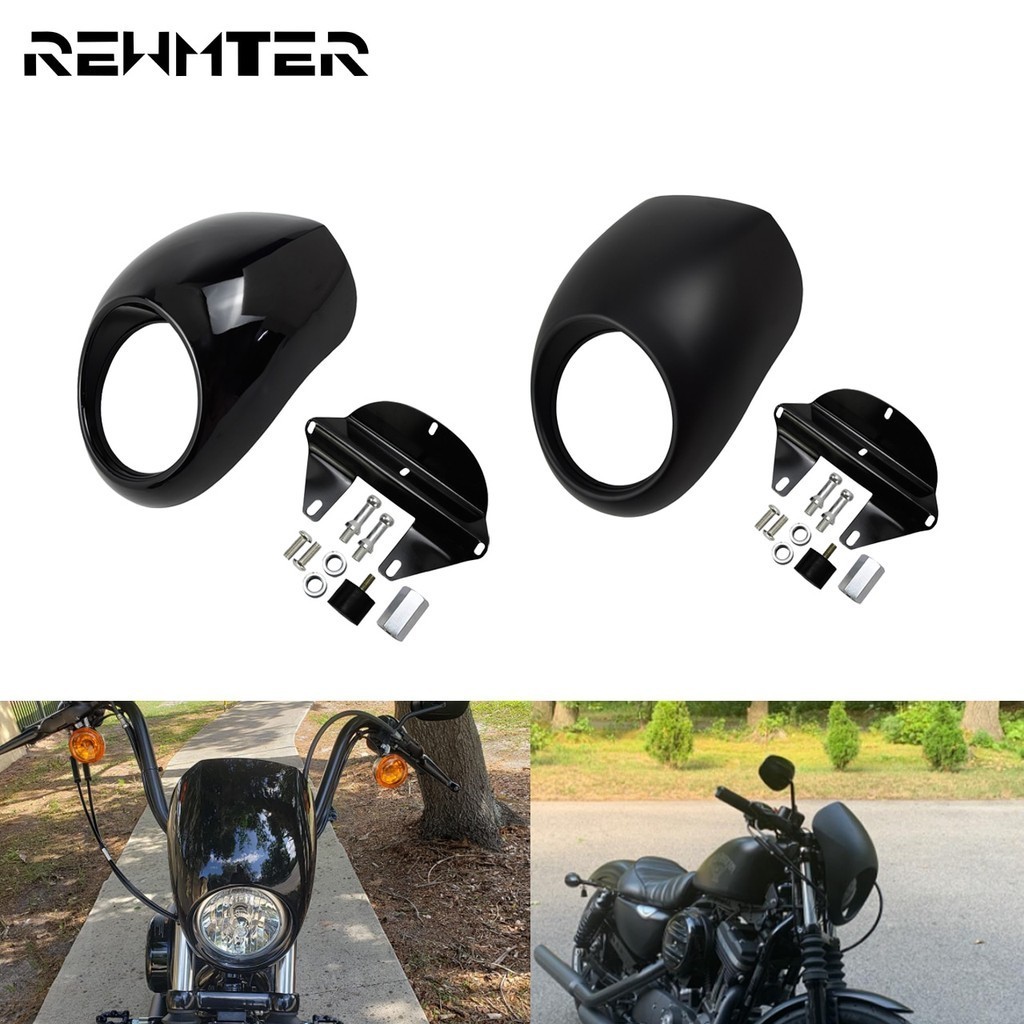 RW Motorcycle Headlight Mask Head Light Fairing Front Fork Mount Kits For Harley Dyna FX Sportster XL 1200 883 Iron 1973