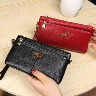 พร้อมส่ง ใหม่ กระเป๋าสตางค์ หนังแท้ ใบยาว ทรงคลัทช์ มีซิป ลา…