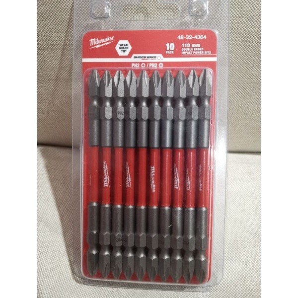 ไขควงแบน ดอกไขควงลมแฉก 110มม.2หัว MILWAUKEE PH2/PH2 / 1 ดอก