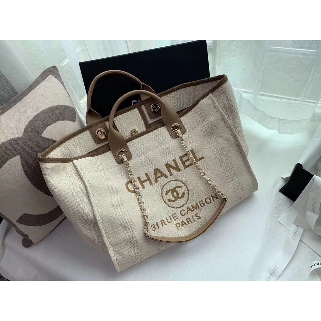 Chane * กระเป๋าสะพายไหล่ กระเป๋าช้อปปิ้ง ผ้าแคนวาส ผ้ายีน ปักลาย Ohanel Chanel 20s ขนาดใหญ่ จุของได้เยอะ แบบพกพา สําหรับผู้หญิง