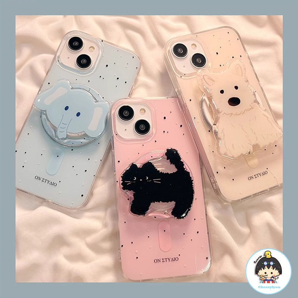 หรูหราการ ์ ตูนสัตว ์ แม ่ เหล ็ กวงเล ็ บโทรศัพท ์ สําหรับIPhone 11 15 14 13 12 Pro Max X XR 8 7 Plusกันกระแทกนุ ่ มTPUปกหลัง