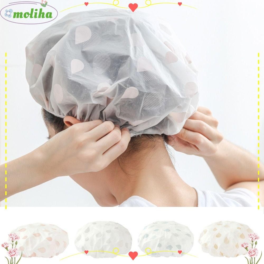 Moliha หมวกคลุมผมอาบน้ํา, หมวกเครื่องสําอาง แบบหนา กันน้ํา, หมวกอาบน้ํา EVA ร้อน สองชั้น การออกแบบอุปกรณ์ห้องน้ํา อุปกรณ์ผม สองชั้น ผู้หญิง