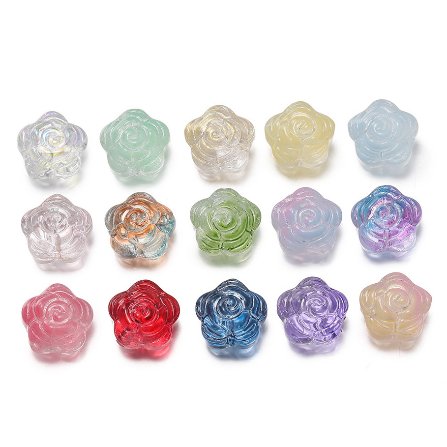 St. kunkka 30 ชิ้นแก้วไล่โทนสีลูกปัดดอกไม้สองสี Rose Spacer ลูกปัดห้าดาวชี้สําหรับ DIY สร้อยข้อมือสร้อยคอทํา
