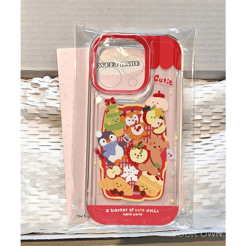 ตะกร้าช้อปปิ้ง สินค้าน่ารัก เข้ากันได้กับเคส iPhone 16 Plus iPhone 15 Pro Max ใหม่ 14/13/12 เคสโปร่ง