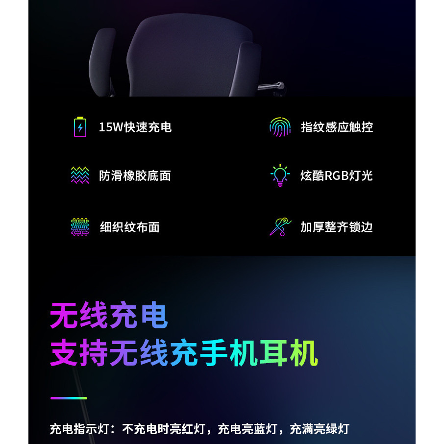แผ่นรองเมาส์ชาร์จไร้สายสําหรับเล่นเกมเกม RGB Luminous Multi-Function 15W Fast Charging สีสันขนาดใหญ่คีย์บอร์ด Seaming ตาราง Mat