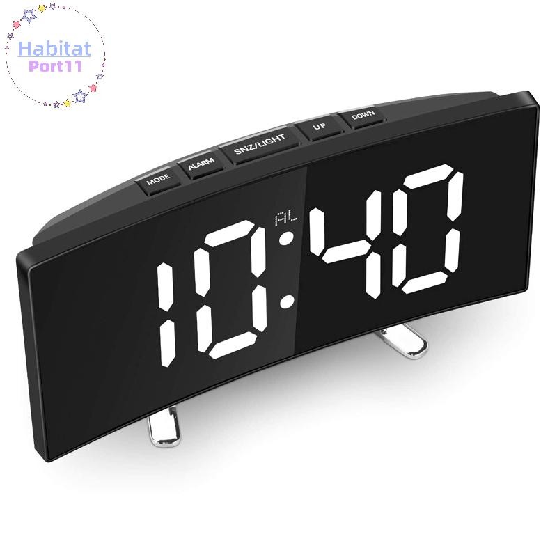 HabitatPort 7 นิ้วนาฬิกาปลุกดิจิตอลโค้งหรี่แสงได้ Led อิเล็กทรอนิกส์นาฬิกาตั้งโต๊ะดิจิตอลขนาดใหญ่หมายเลขนาฬิกาตั้งโต๊ะ th
