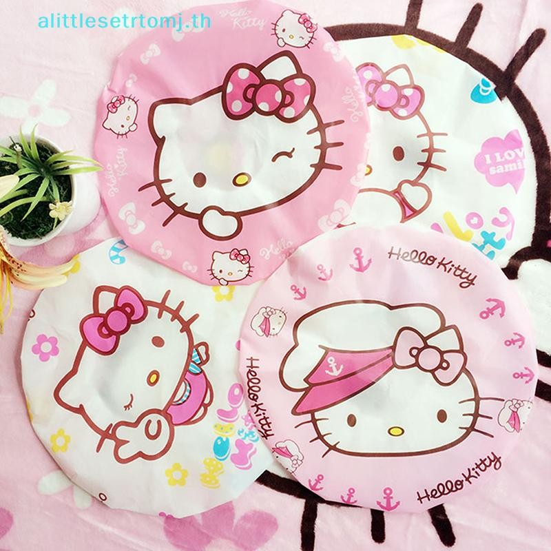 Alittlese Sanrio Hello Kitty หนาขนาดใหญ่ผู้ใหญ่หมวกอาบน้ํา Melody Wash Care หมวกหมวกอาบน้ําหมวกกันน้ําอาบน้ําเครื่องมือ TH