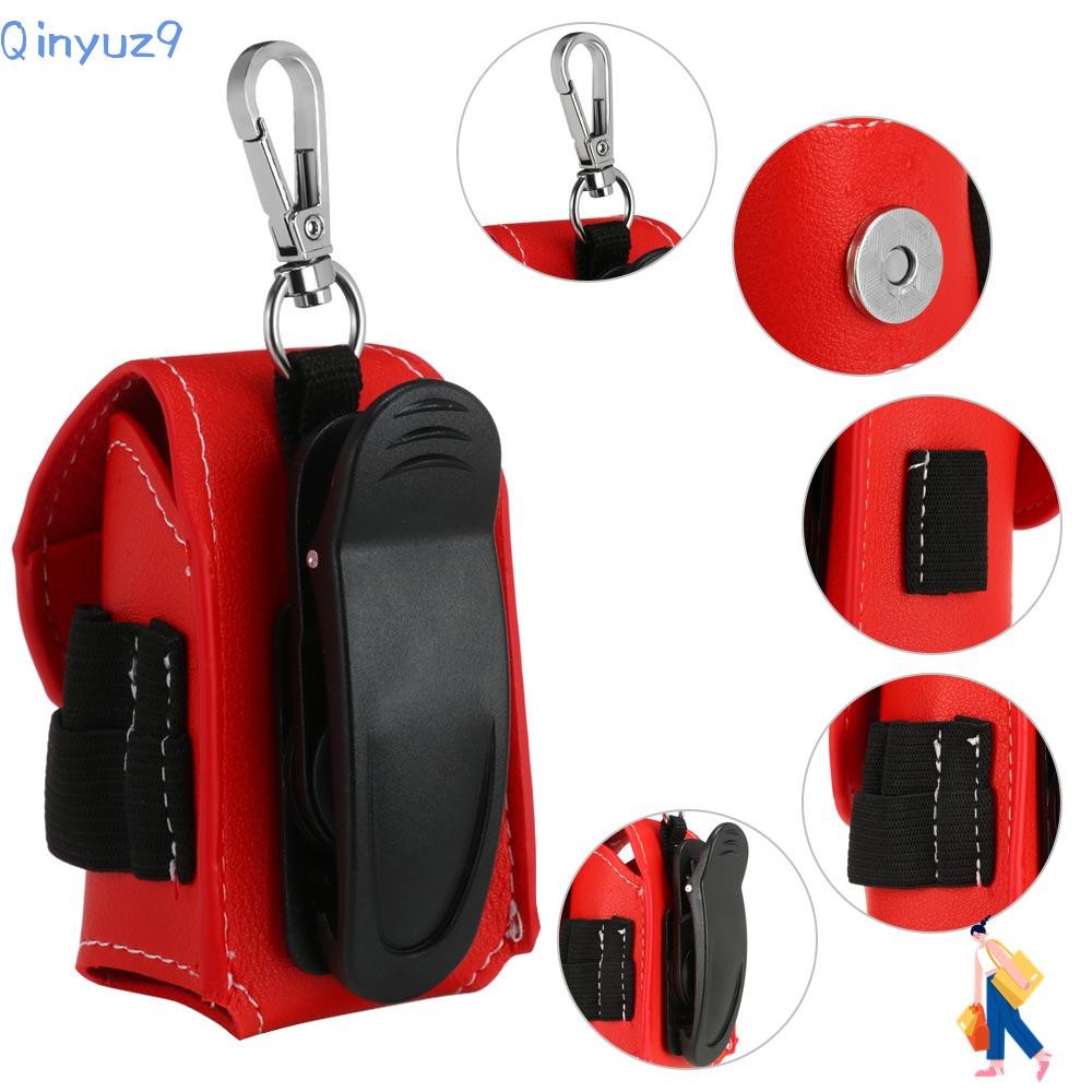 Qinyuz9 Golf Ball Bag กระเป๋าหนัง PU ที่เก็บของแบบพกพา