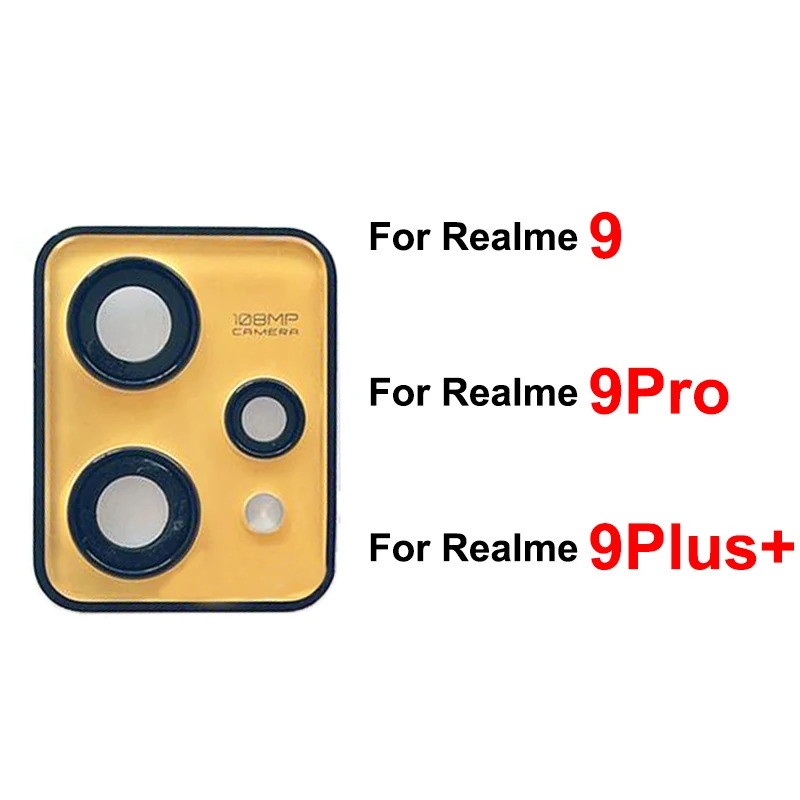 สําหรับ realme 9 9pro 9pro plus 108mp 64MP 50MP กล้องหลักด้านหลังกรอบกระจกด้านหลังพร้อมฝาปิดผู้ถืออะ