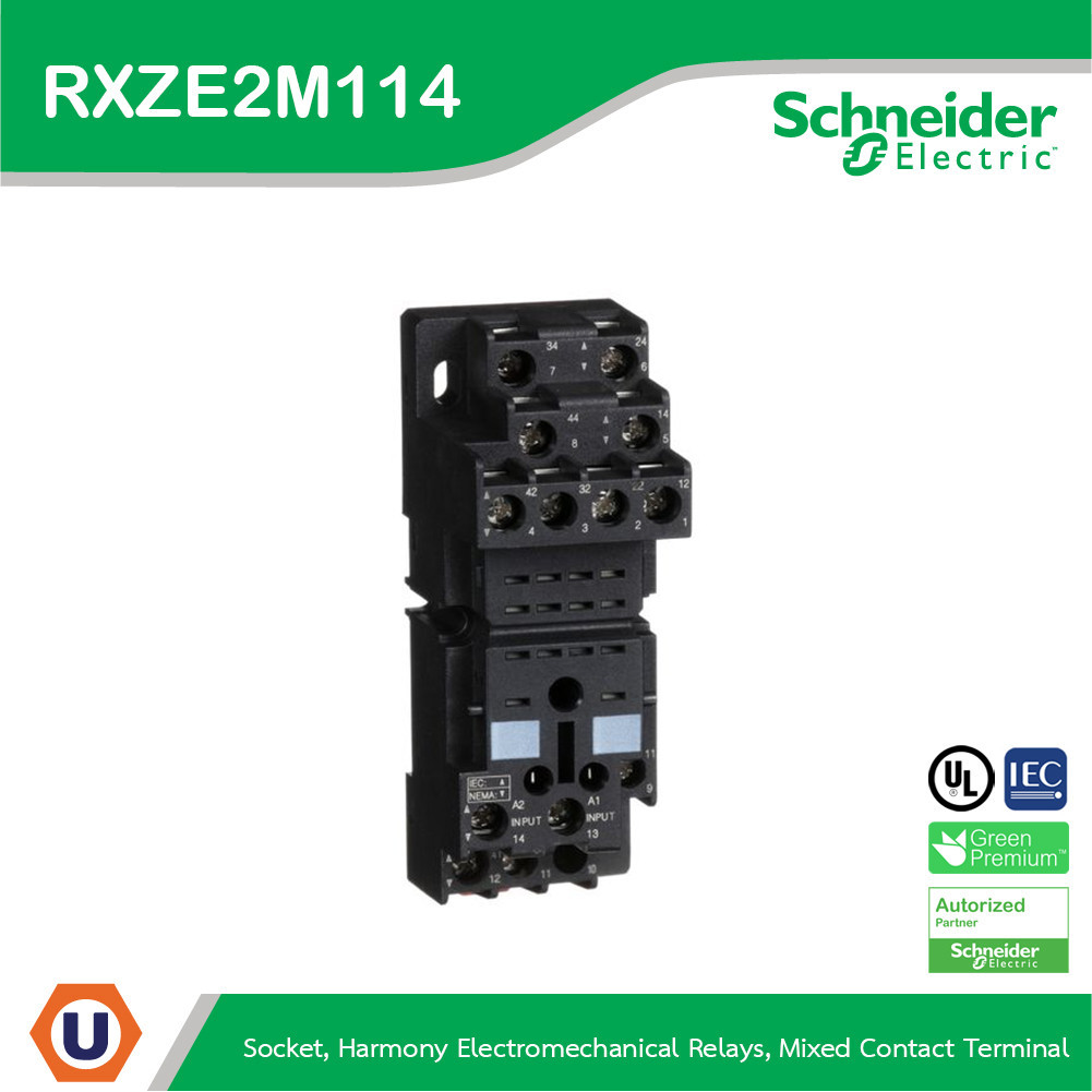 Schneider RXZE2M114 ขาเสียบสำหรับรุ่น 4คอนแทคสำหรับรุ่น RXM Socket,mixed contact,relay type,screw cl