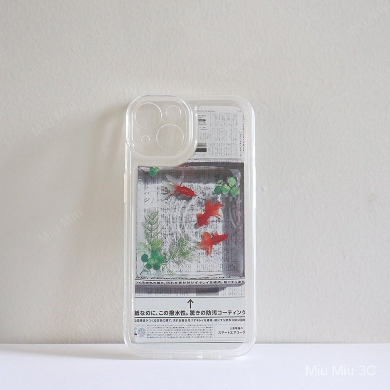 เคสโทรศัพท์มือถือ ซิลิโคนนุ่ม ใส กันรอยกล้อง ลายปลาทองสามตัว สําหรับ Iphone 15 14 13 12 11 15Pro Max 14 15plus XR XS XSMA7 8plus