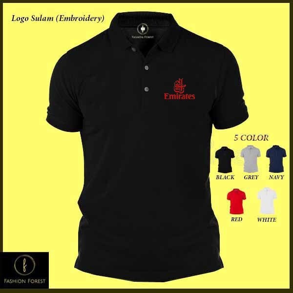 ไมโครไฟเบอร์แห้งเร็ว Jersi Jersey Polo T เสื้อโลโก้ Sulam เย็บปักถักร้อย Emirates Executive Emirates