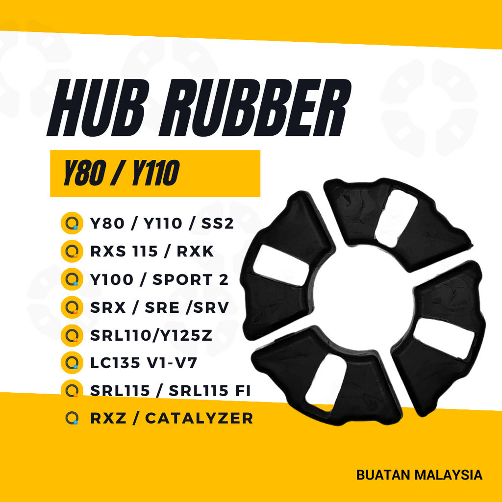 Y80 HUB RUBBER SET - Y110 SS2 RXS RXK Y100 SPORT 2 SRX SRE SRV SRL Y125Z LC135 LC2 SRL115 FI RXZ HUB