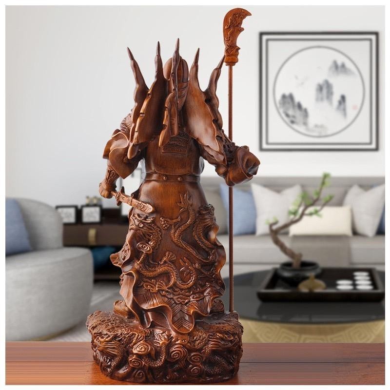 เทพเจ้ากวนอู ปาง 5 ธงยกทัพถือง้าว งานเรซินลายไม้ เสริมหน้าที่การงาน แห่งความมั่งคั่ง - รูปที่ 3