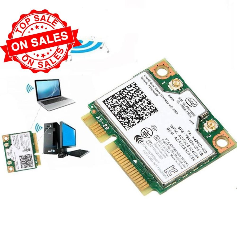 การ์ดเครือข่ายไร้สาย Dual Band Intel 7260 AC 7260HMW 867Mbps 5G PCI-E Dual Z5O8