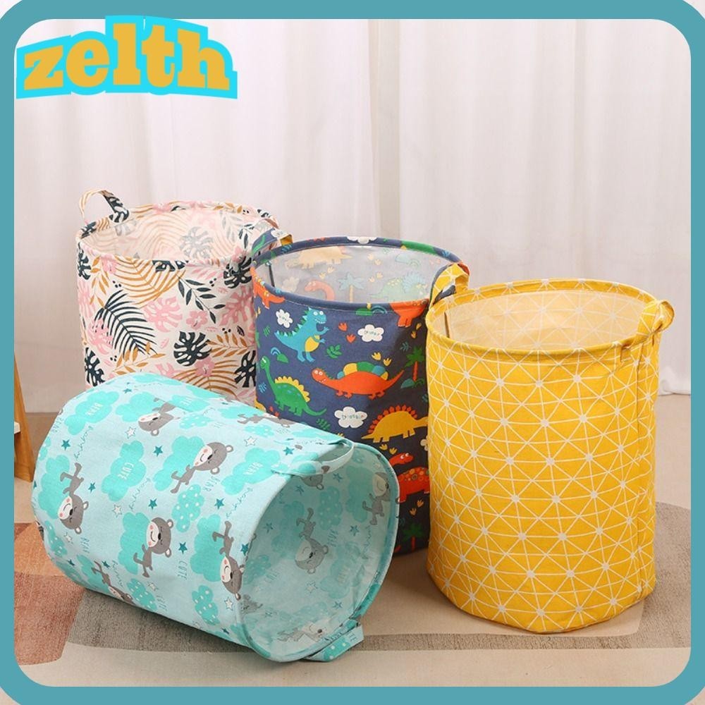 Zelth ตะกร้าผ้าฝ้าย พิมพ์ลายสัตว์ 42 ลิตร พับได้ อเนกประสงค์ ทนทาน สําหรับซักผ้า ห้องนอน ห้องน้ํา