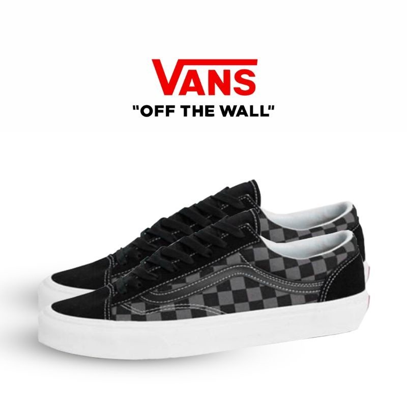 ต้นฉบับ!! Vans Style 36 Checkerboard Black Pewter / True White Original  กีฬา