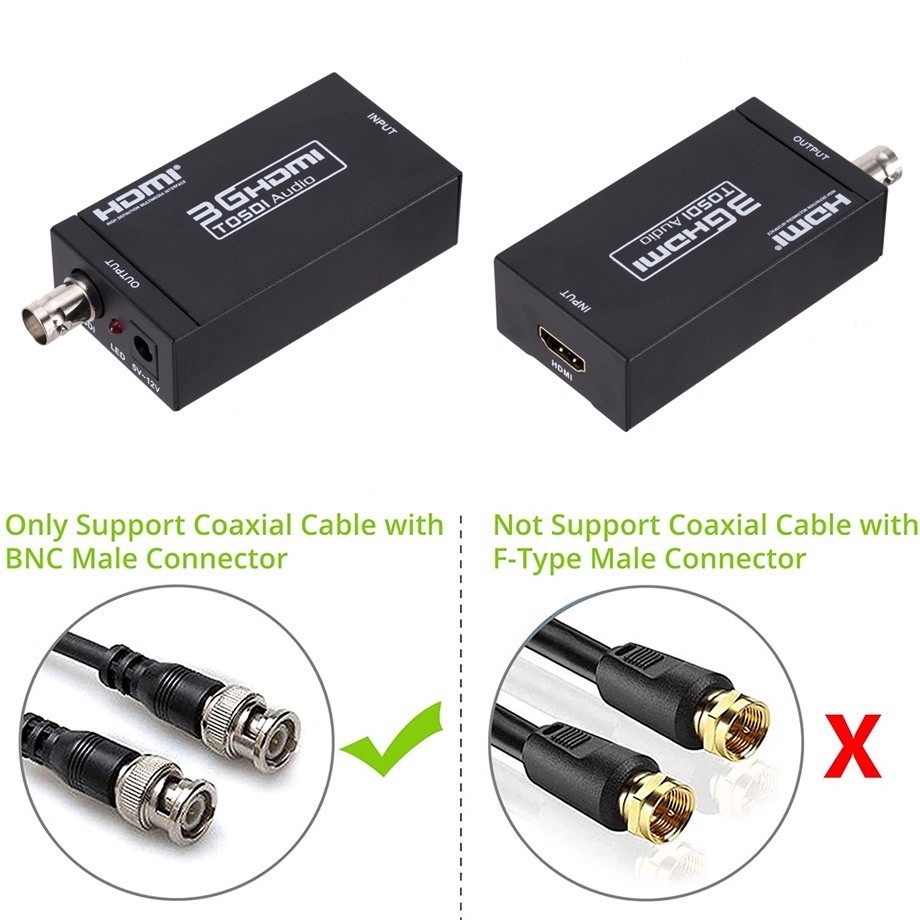 3G Converter HDMI Compatible to SDI Adapter SDI Audio Adapter HD-SDI/3G-SDI Converter DAC BNC 1080P for HDTV Mon