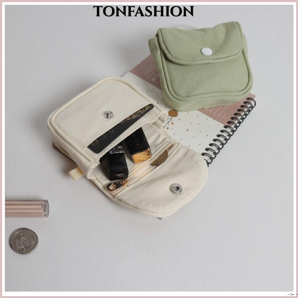 Tonfashion กระเป๋าใส่เหรียญ กระเป๋าหูฟัง สีพื้น แบบพกพา กระเป๋าสตางค์เงินสด ผ้าฝ้าย น้ําหนักเบา ขนาดเล็ก สําหรับผู้หญิง