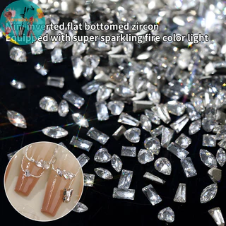 RENBG 50 ชิ้น/เซ็ตด้านล่างแบนเล็บ Rhinestones Glitter เงินคริสตัลตกแต่งเล็บ DIY วัสดุเล็บ Charm อุปกรณ์เสริม TH
