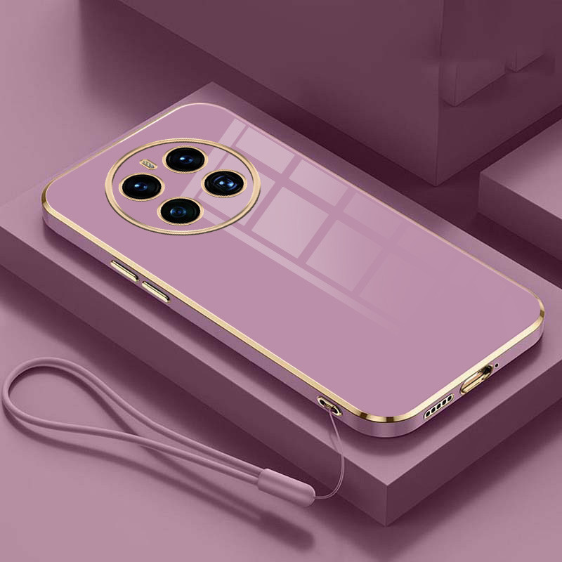 Realme 12X 5G realme 12+ 5G หรูหรา ขอบสี่เหลี่ยม ชุบ ด้านหลัง TPU เคสนิ่ม พร้อมเชือกเส้นเล็ก เคสมันวาว