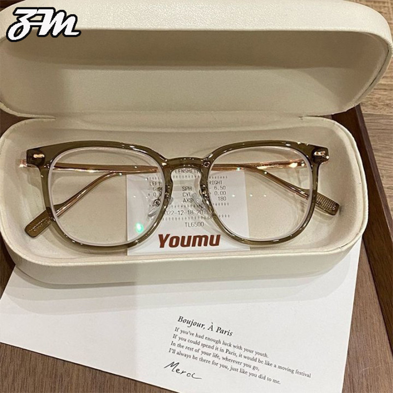 JS-535 👓แว่นตาแฟชั่น👓 0 ~ 400° แว่นสายตาสั้น กระจกแบนป้องกันแสงสีฟ้า สาวแว่น เวอร์ชั่นย้อนยุคเกาหลี