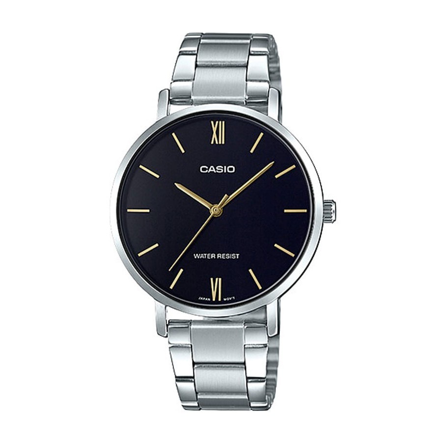 นาฬิกสายหวาน Casio Standard นาฬิกาข้อมือผู้หญิง สายสแตนเลส รุ่น LTP-VT01,LTP-VT01D,LTP-VT01D-1B,LTP-VT01D-1BUDF - สีเงิน