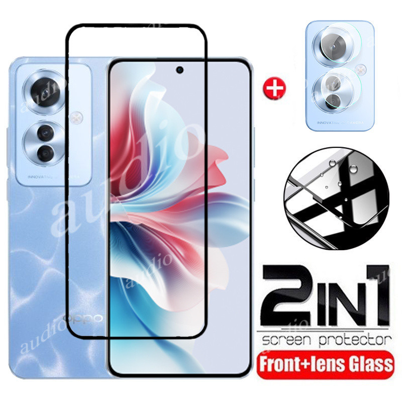 2in1 ฟิล์มกระจกนิรภัยกันรอยหน้าจอ เลนส์กล้อง ทรงโค้ง สําหรับ OPPO Reno 8T 5G Reno 11 10 9 Pro Plus Reno8T 4G Reno9 9Pro Reno10 10Pro 11Pro Reno11