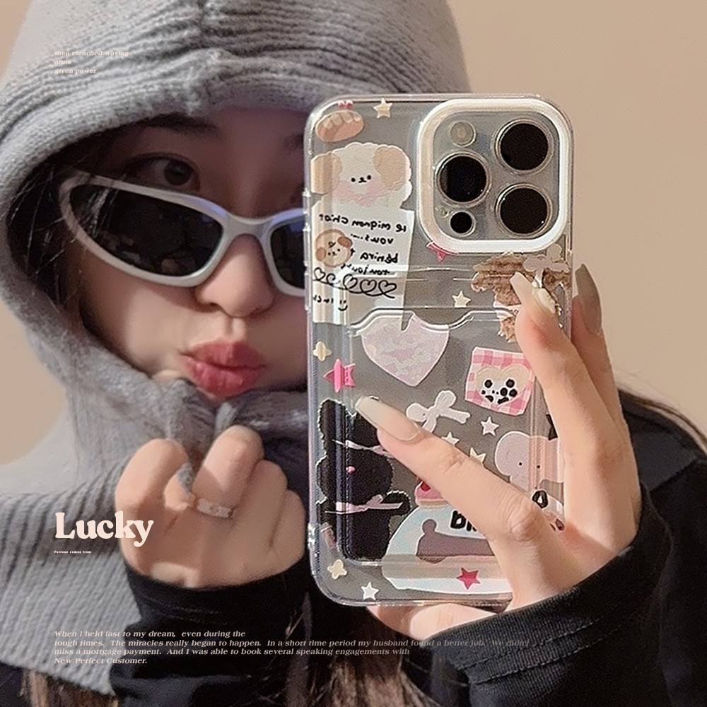 เคสโทรศัพท์มือถือ ซิลิโคน tpu ใส กันกระแทก พร้อมช่องใส่บัตร สําหรับ iphone 11 12 13 14 15 pro max plus x xr xs max 7 8 plus se2020