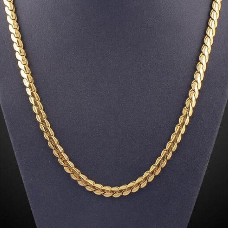 สร้อยคอชุบทอง 18k 24k 4 มม. 6 มม. 24 นิ้ว เครื่องประดับ สําหรับผู้ชาย ของขวัญวันเกิด ปาร์ตี้