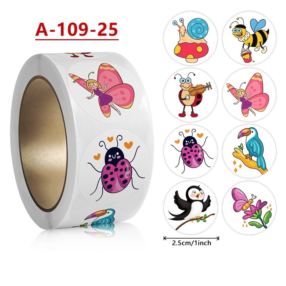 สติ๊กเกอร์ตกแต่ง สติ๊กเกอร์ลายการ์ตูนน่ารัก อเนกประสงค์ 500 ดวง ขนาด 2.5 cm
