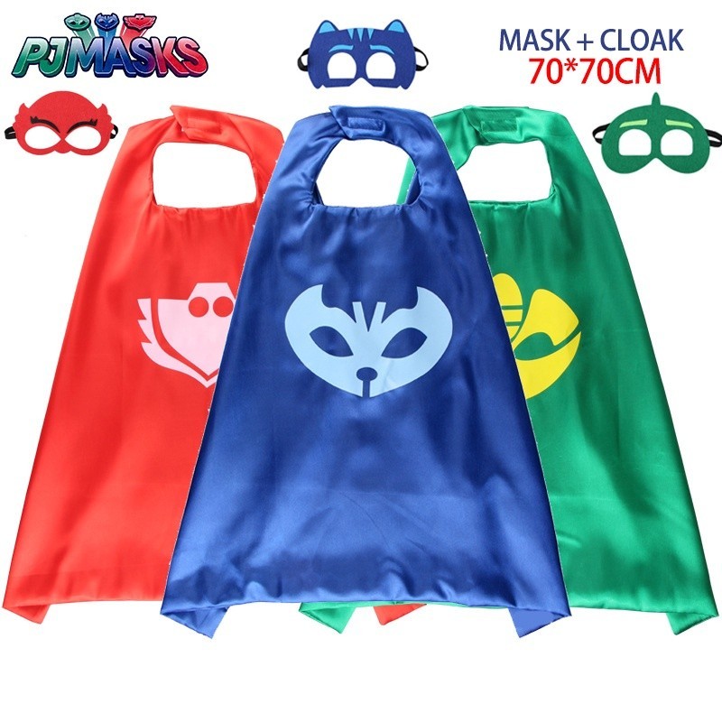 Pj Masks เด็ก เสื้อคลุม ของเล่นเด็กเล่นบทบาทเครื่องแต่งกายอุปกรณ์ประกอบฉาก Catboy Gekko Owlette เด็กของขวัญงานเลี้ยงวันเกิด