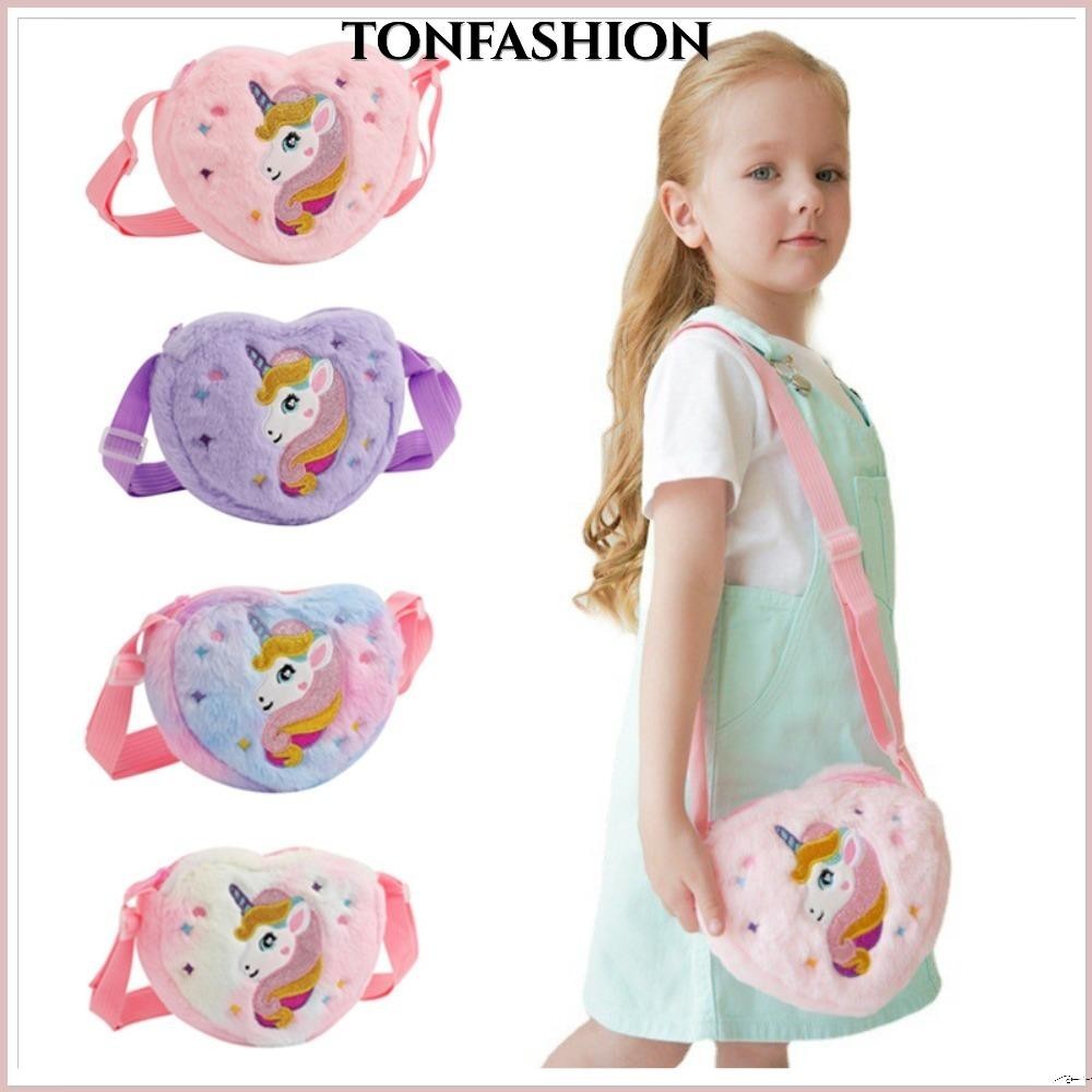 Tonfashion กระเป๋าเครื่องสําอาง กระเป๋าสะพายไหล่ ลายการ์ตูนยูนิคอร์นน่ารัก แฟชั่นสําหรับเด็ก