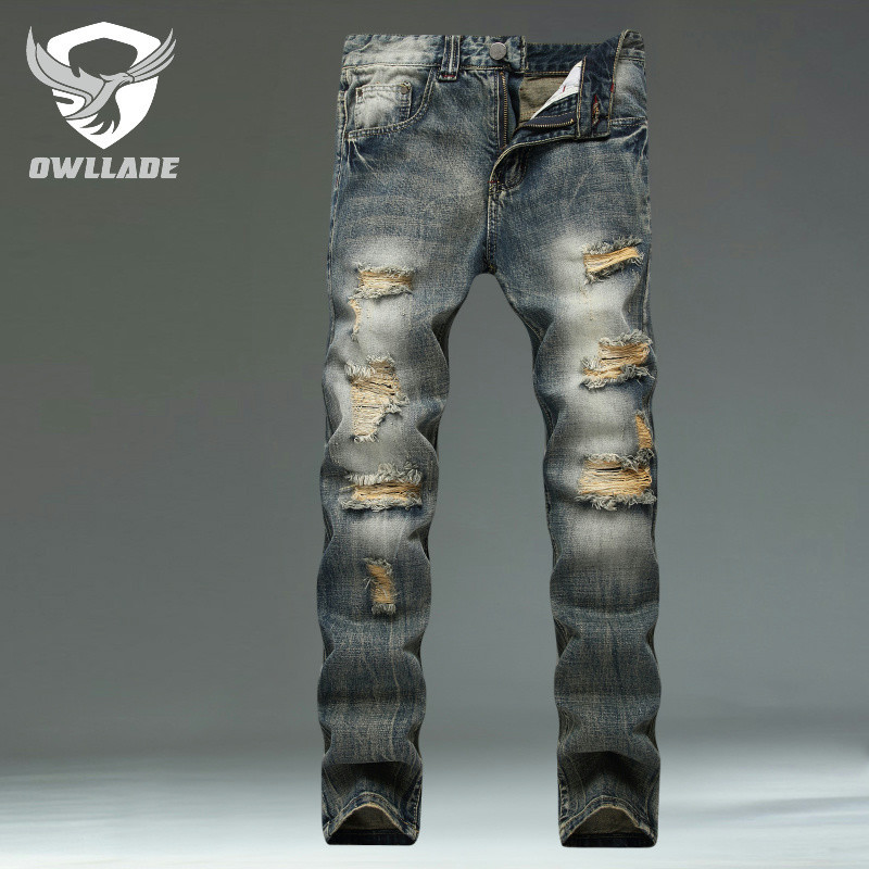Eaglade กางเกงยีนส์ทรงสลิมสกินนี่ฉีกสําหรับผู้ชาย 954 ในความคิดถึง