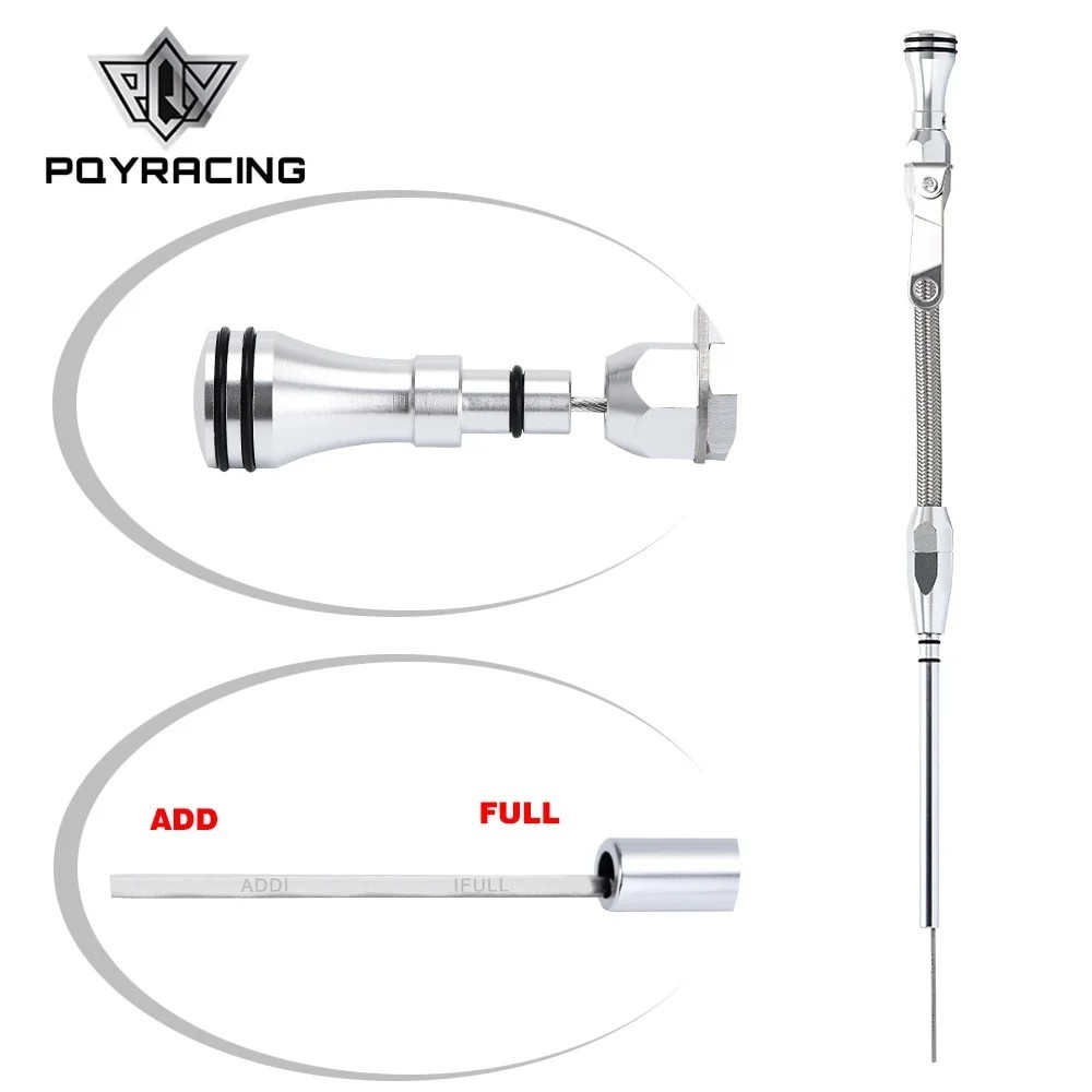 PQY Engine Oil Dipstick Tube 80s later For Chevy SBC 267/305/350/400 4.4/5.7/6.6L Flexible Passenger