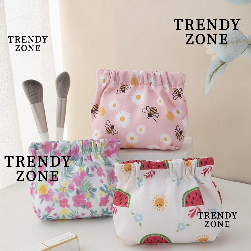 Trendyzone กระเป๋าใส่เหรียญ กระเป๋าผ้า ปิดอัตโนมัติ แบบพกพา กระเป๋าเครื่องสําอาง
