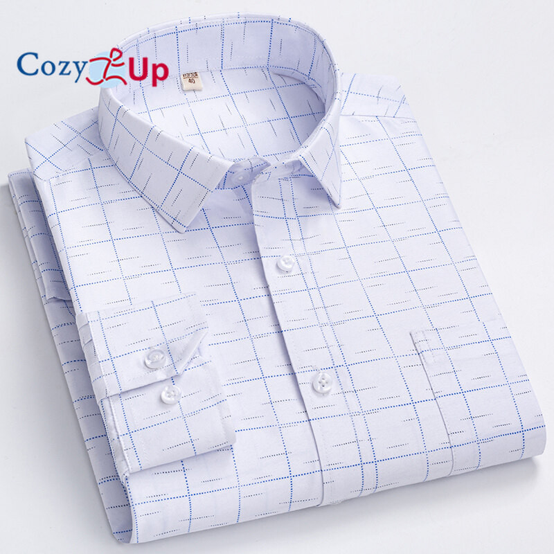 Cozy Up Men เสื ้ อเชิ ้ ตลายสก ๊ อตแขนยาวทํางานอย ่ างเป ็ นทางการ Batik Comfort