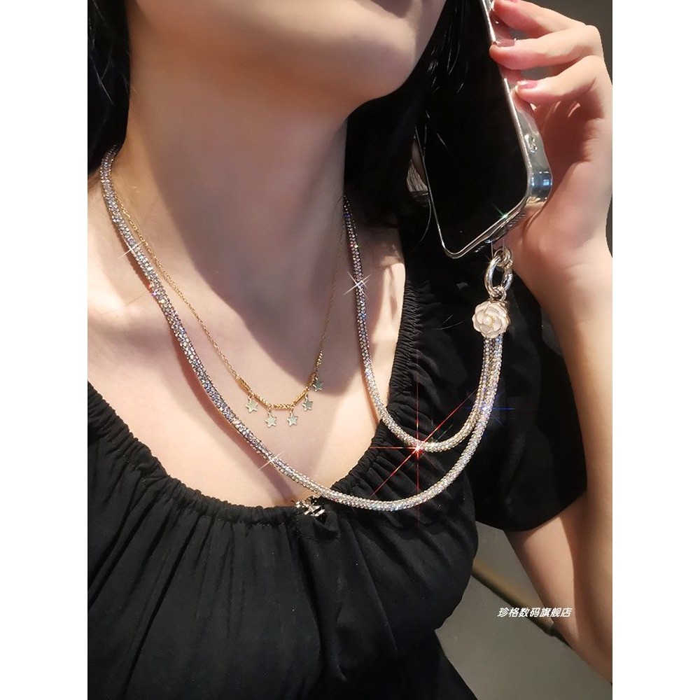 สายคล้องโทรศัพท์มือถือ ประดับเพชร พลอยเทียม หรูหรา ระดับไฮเอนด์ สําหรับผู้หญิง - รูปที่ 2