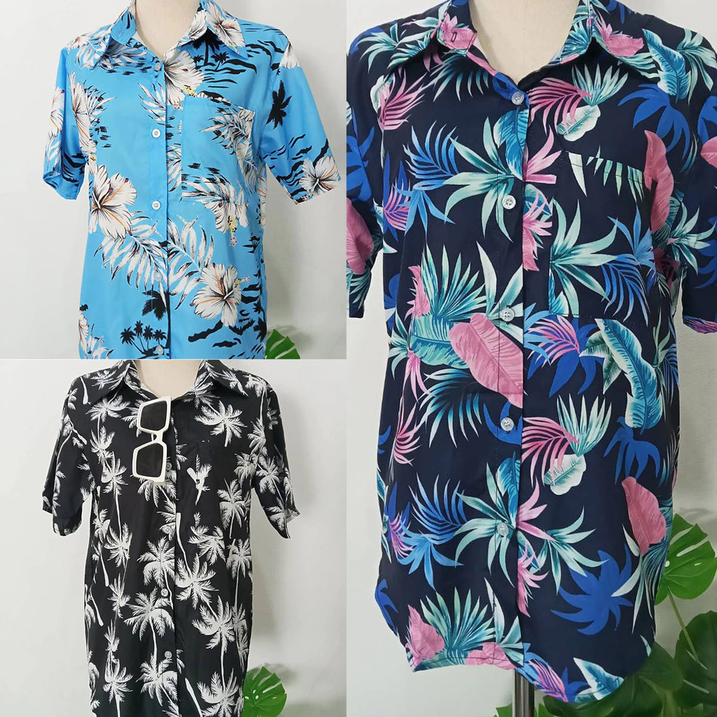 เสื้อเชิ้ตแขนสั้นลายดอกไม้ ผู้หญิง