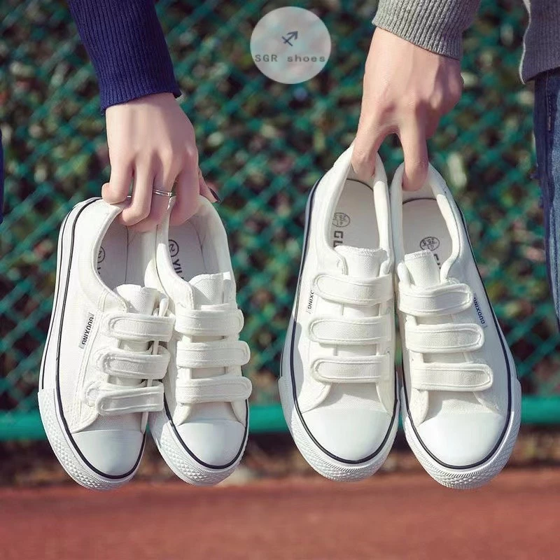 👣รองเท้านักเรียน👣สินค้าพร้อมจำหน่าย รองเท้าผ้าใบแฟชั่นสตรีสไตล์เกาหลี เวลโครก็สะดวก