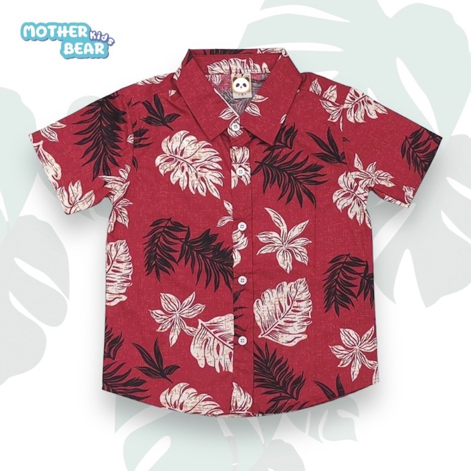 HV011 เสื้อเชิ๊ตเด็ก ลายฮาวาย เท่ๆ เสื้อแฟชั่นเด็ก cotton 100% สินค้าไทยพร้อมส่ง